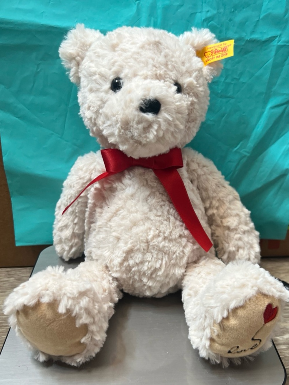 Steiff - "I Love You" Jimmy Teddy Bear - 113833 Embroidered heart Preowned EUC